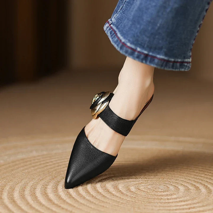 Genuine Leather Heels in Dark Red Colour