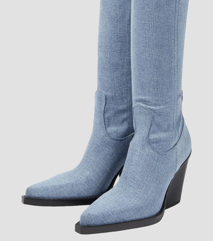 Ioanna - Knee-High Heeled Boots with Leather Look