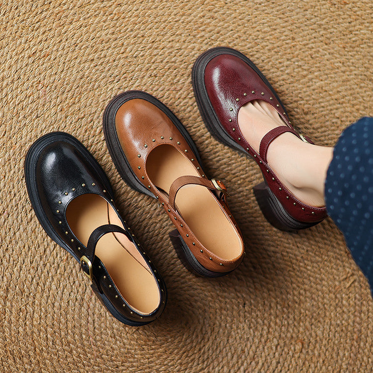 Genuine Leather Heeled Reva