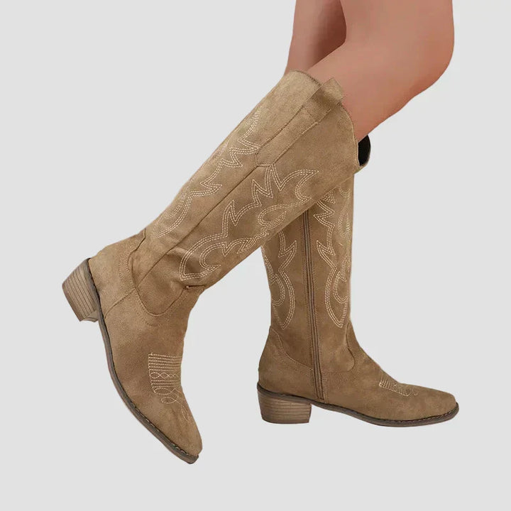 Katerina - Suede Cowboy Western Boots