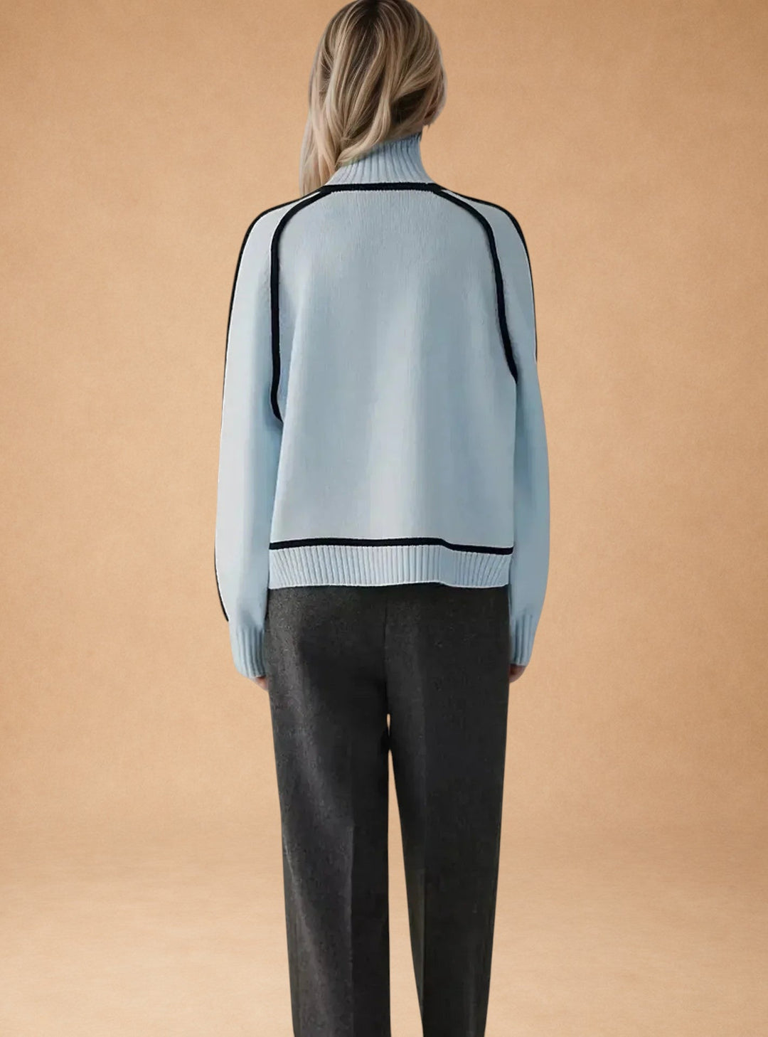 Vasiliki - Elegant Plain Sweater with High Neck