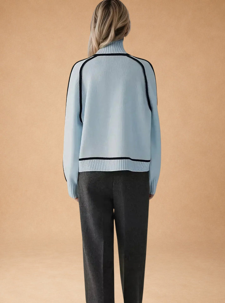 Vasiliki - Elegant Plain Sweater with High Neck