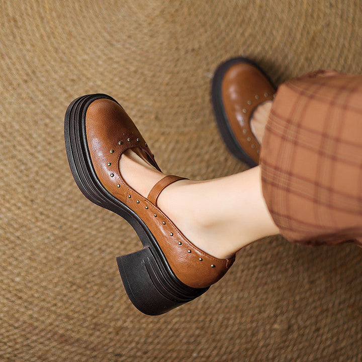 Genuine Leather Heeled Reva