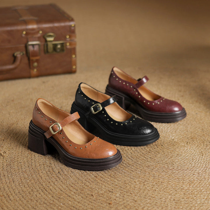 Genuine Leather Heeled Reva