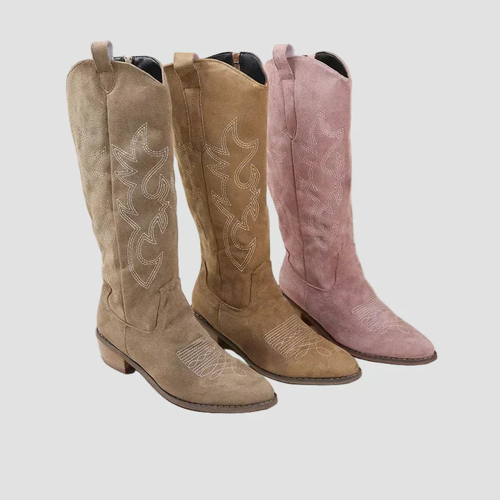 Katerina - Suede Cowboy Western Boots