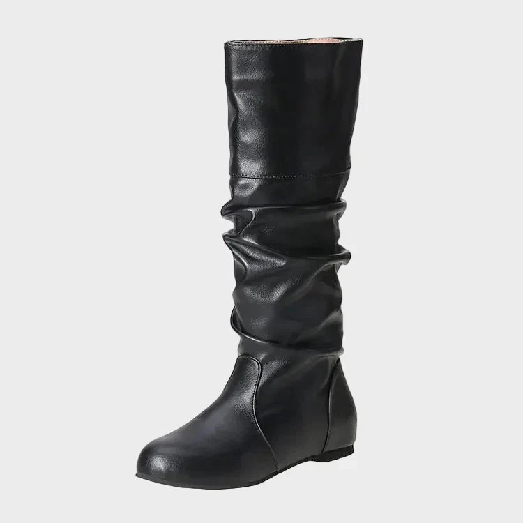 Vasia - Casual boots with low heel and pleats