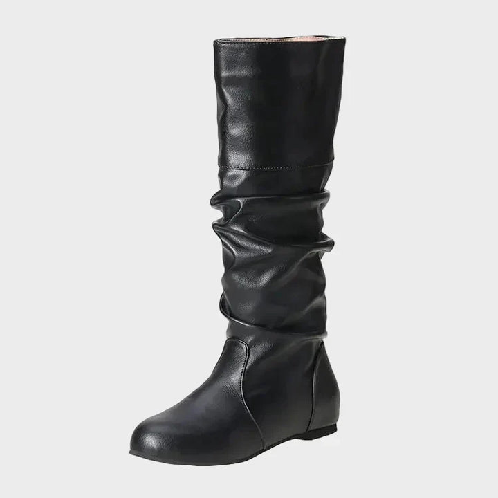 Vasia - Casual boots with low heel and pleats
