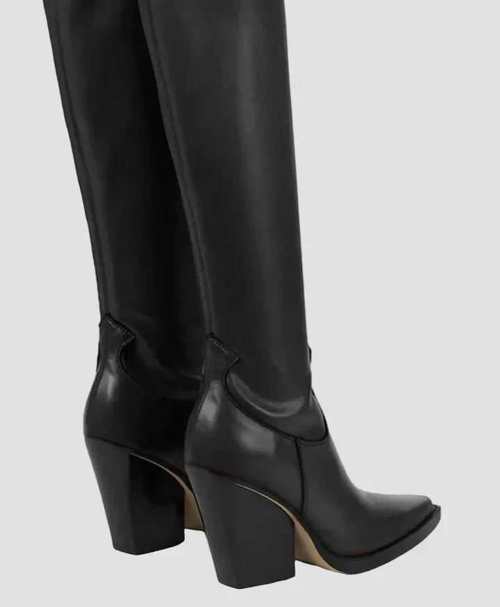 Ioanna - Knee-High Heeled Boots with Leather Look