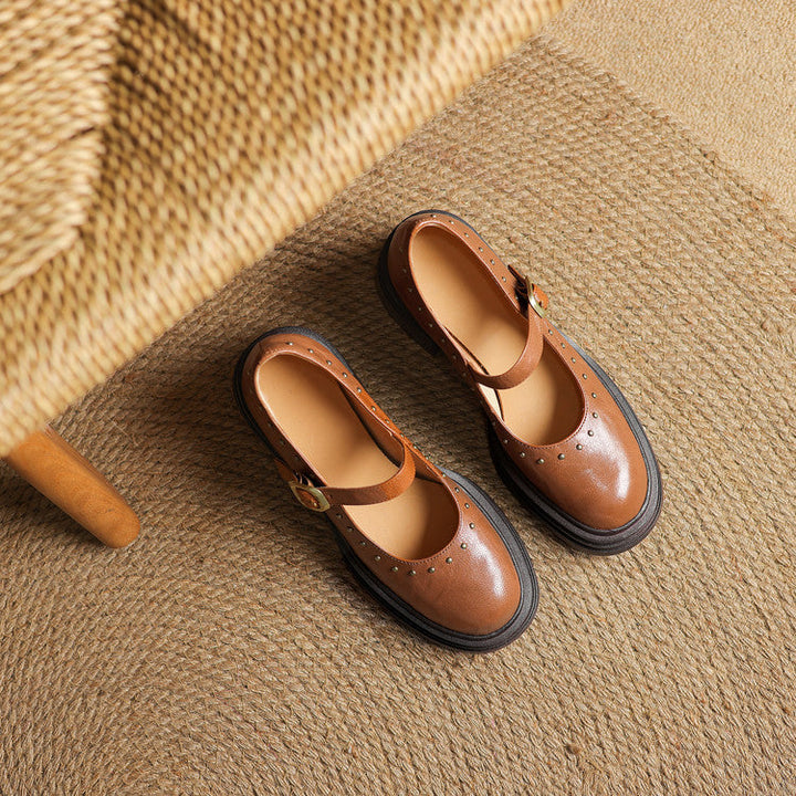 Genuine Leather Heeled Reva