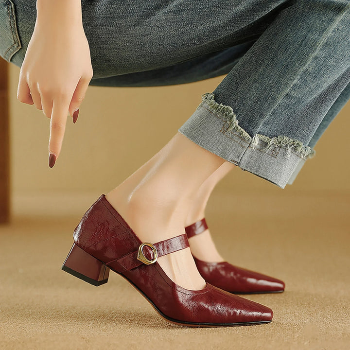 Genuine Leather Heels in Merlot Colour