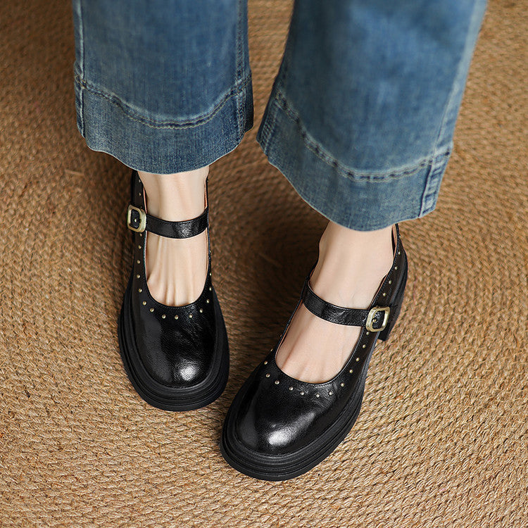 Genuine Leather Heeled Reva