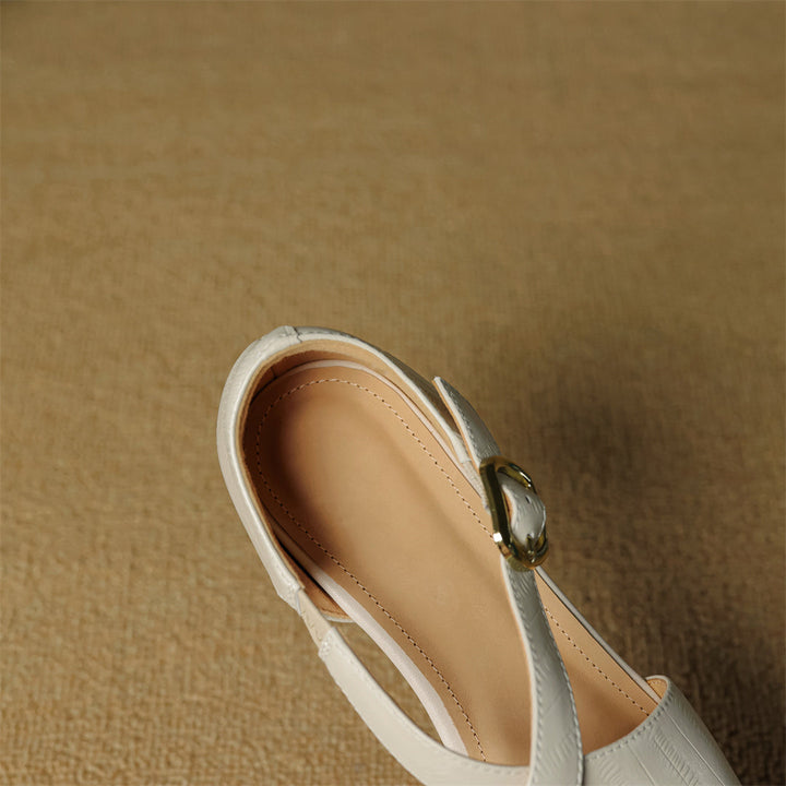 Authentic Leather Heels with Crossed Straps