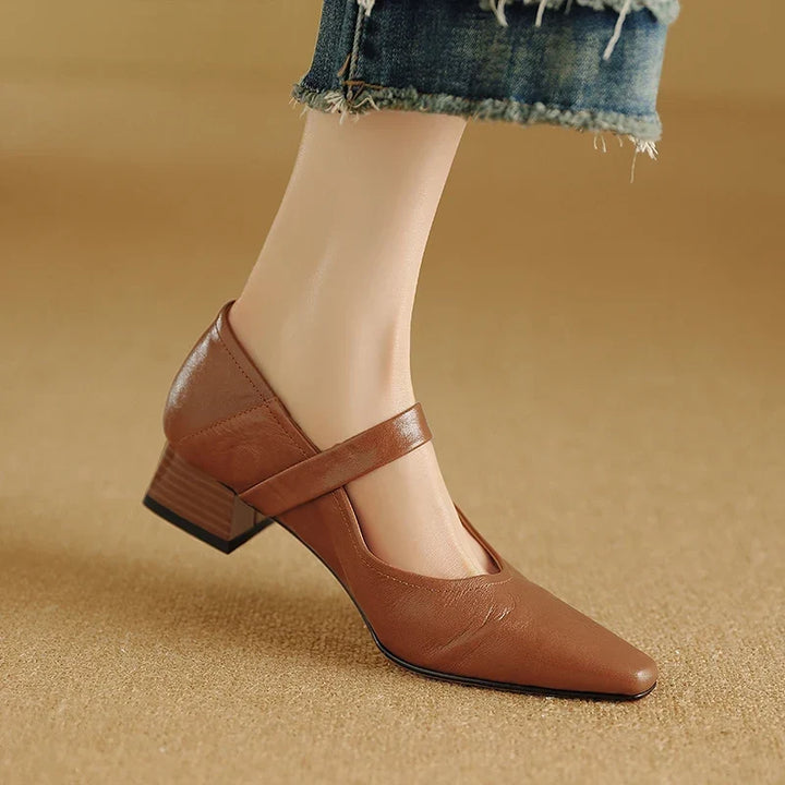 Genuine Leather Heels in Merlot Colour