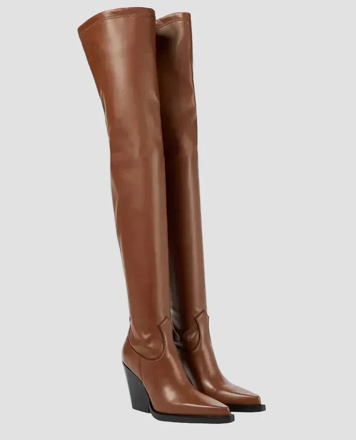 Ioanna - Knee-High Heeled Boots with Leather Look