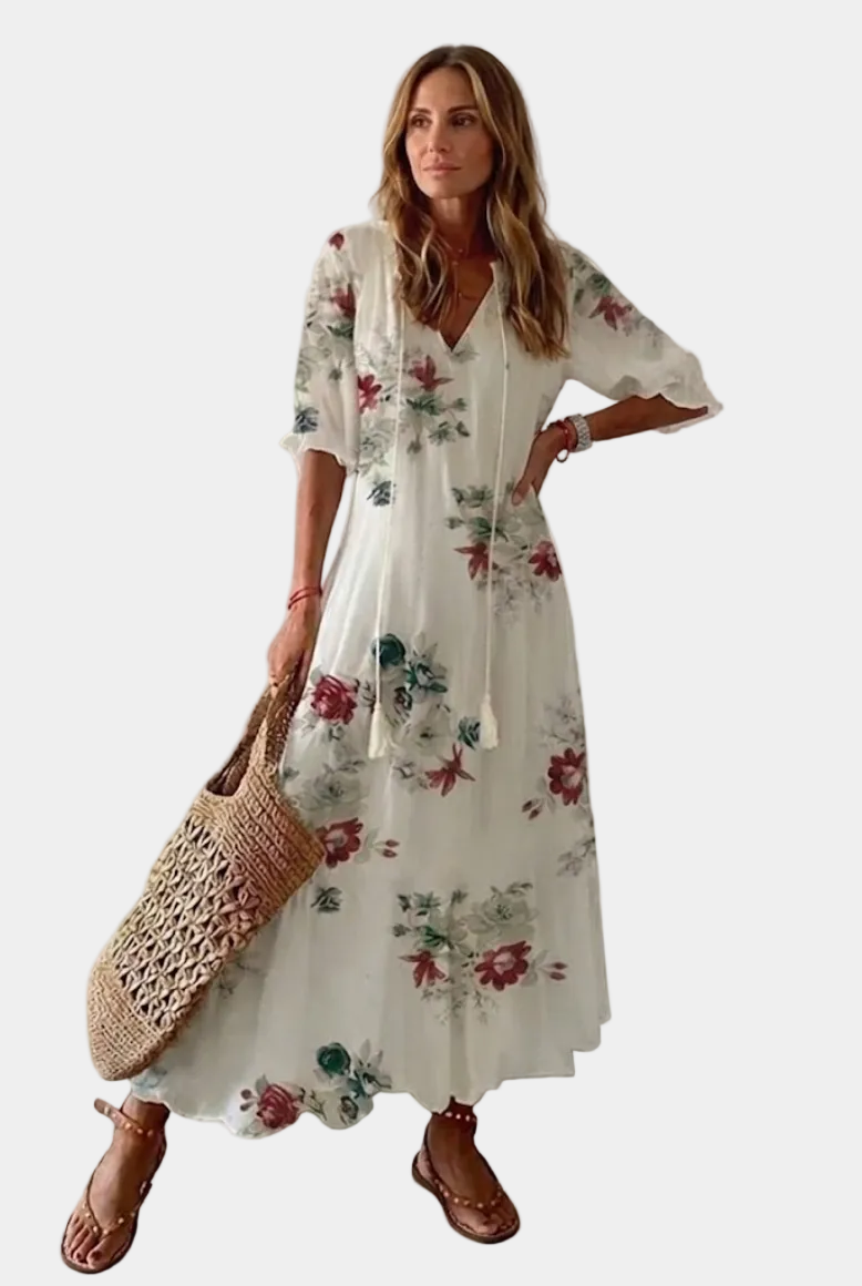 Kleoniki - Floral Elegant Velvet Maxi Dress