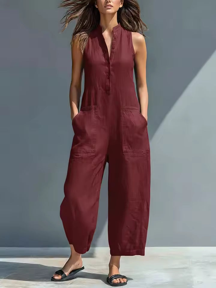 Brisa | Comfortable Sleeveless Jumpsuit with Front Buttons