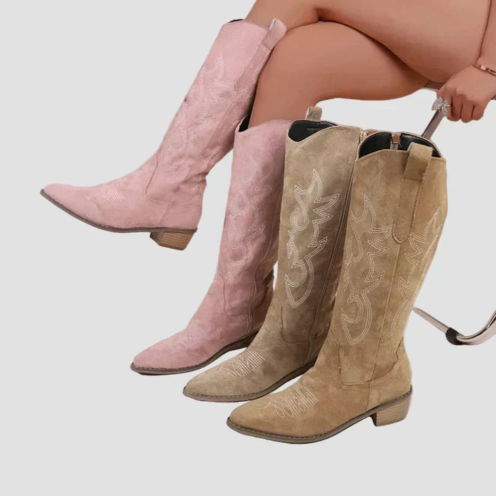Katerina - Suede Cowboy Western Boots
