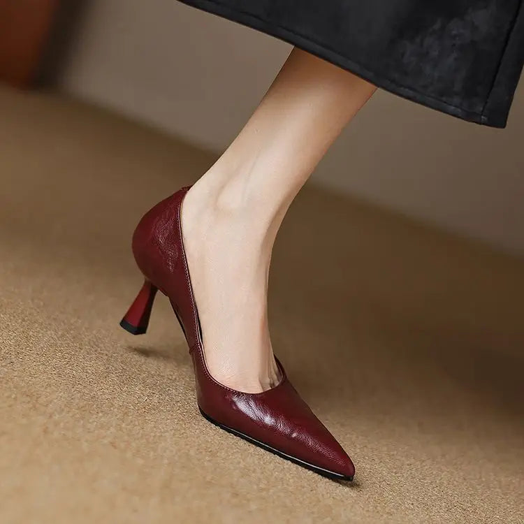 Authentic Leather Stiletto Heels Avero