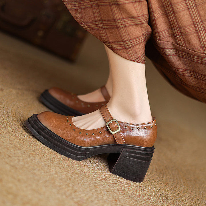 Genuine Leather Heeled Reva