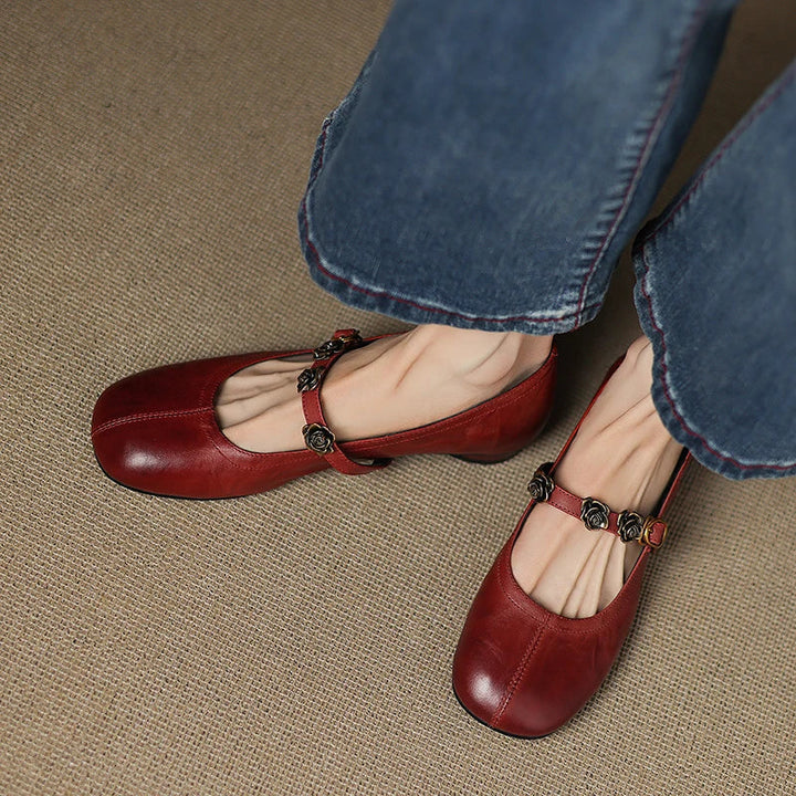 Rosie Genuine Leather Mary Jane Ballet Flats