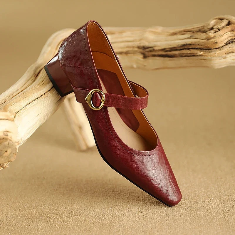 Genuine Leather Heels in Merlot Colour