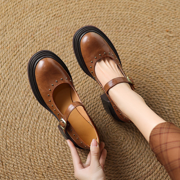 Genuine Leather Heeled Reva