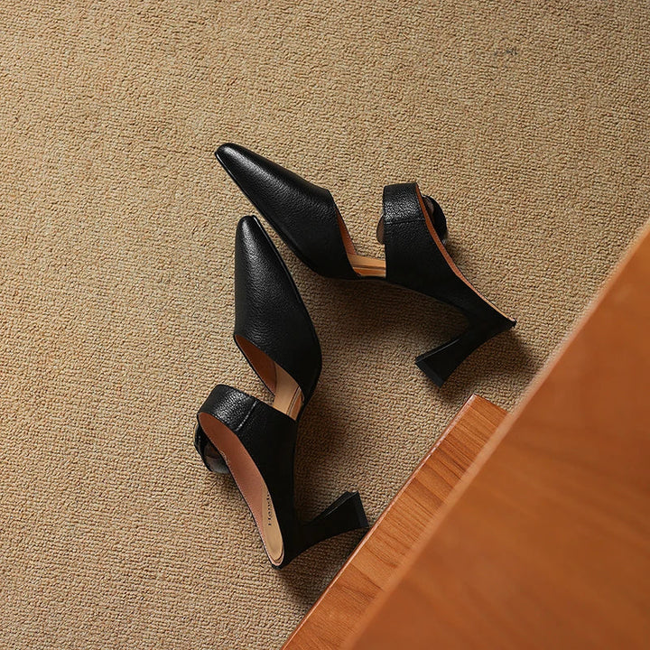 Genuine Leather Heels in Dark Red Colour