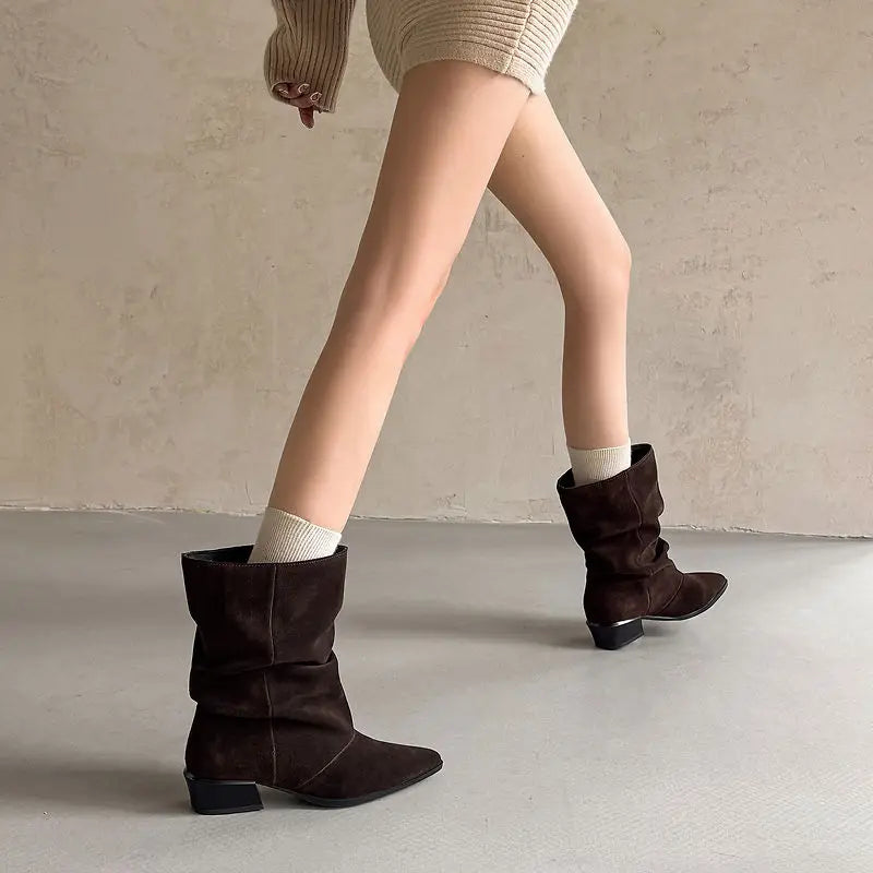 Delia Genuine Leather Mid-Calf Boots