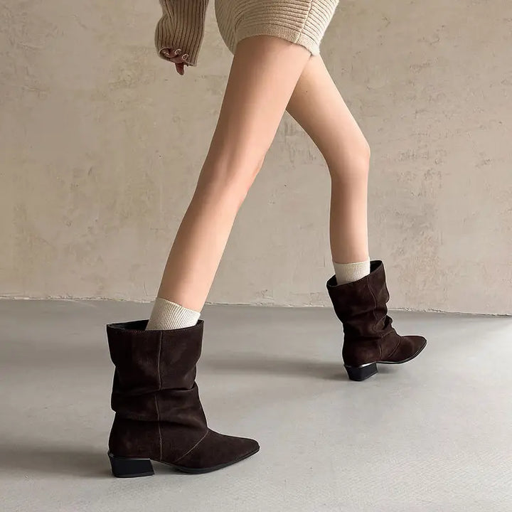 Delia Genuine Leather Mid-Calf Boots