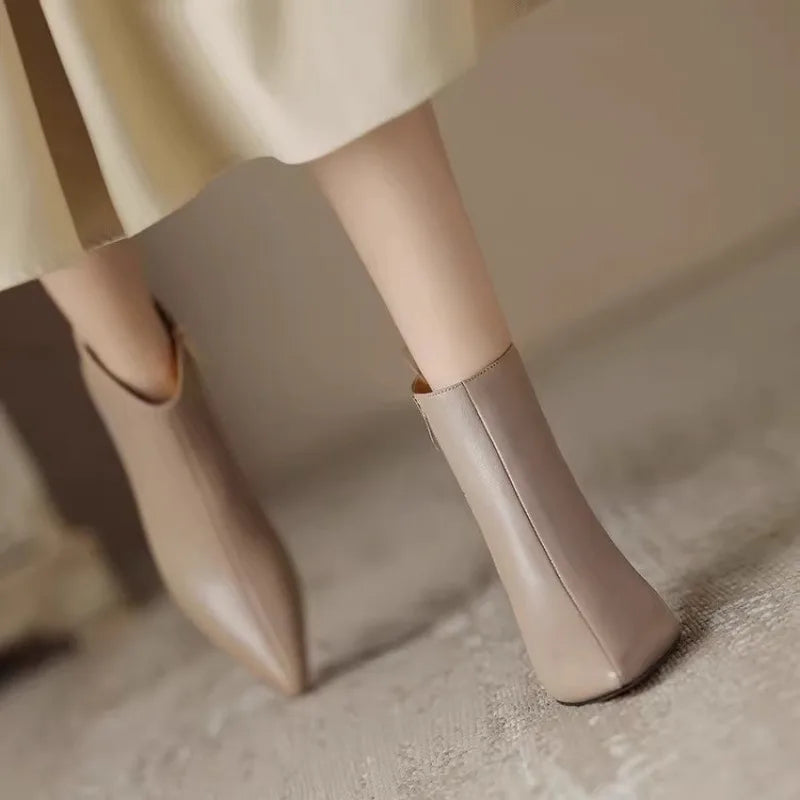 Shiny Ankle Boots with Cat Design