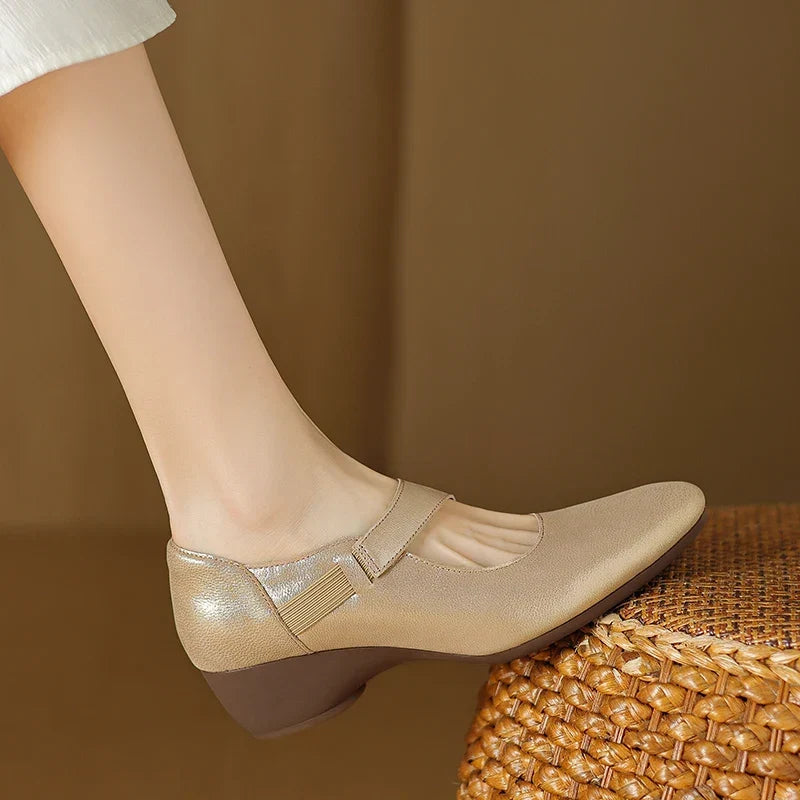 Authentic Leather Mary Jane Heels