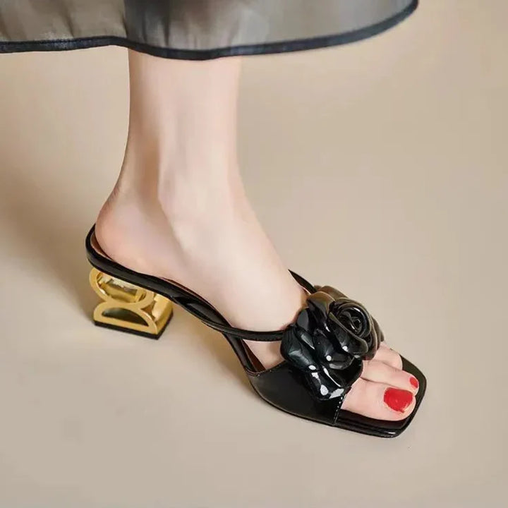 Heeled Sandals with Rosette