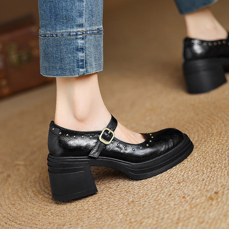 Genuine Leather Heeled Reva