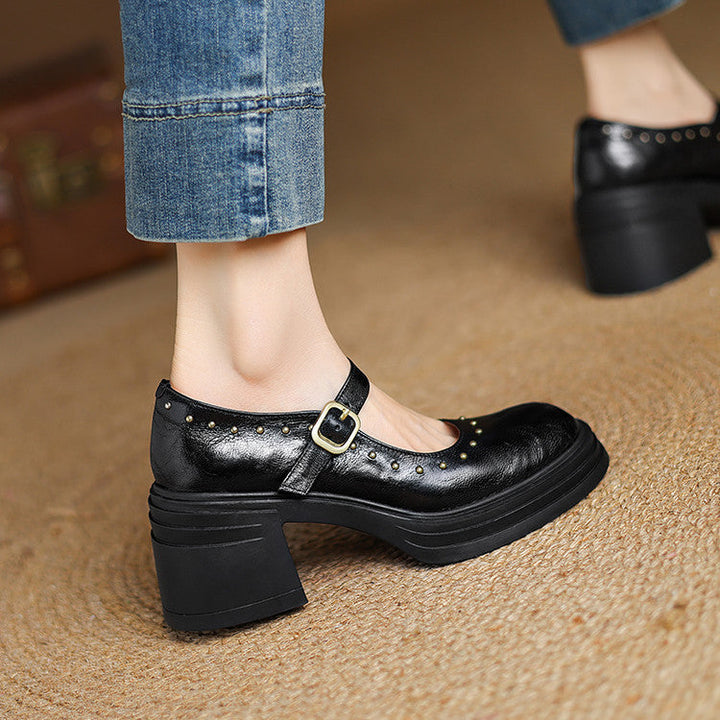 Genuine Leather Heeled Reva