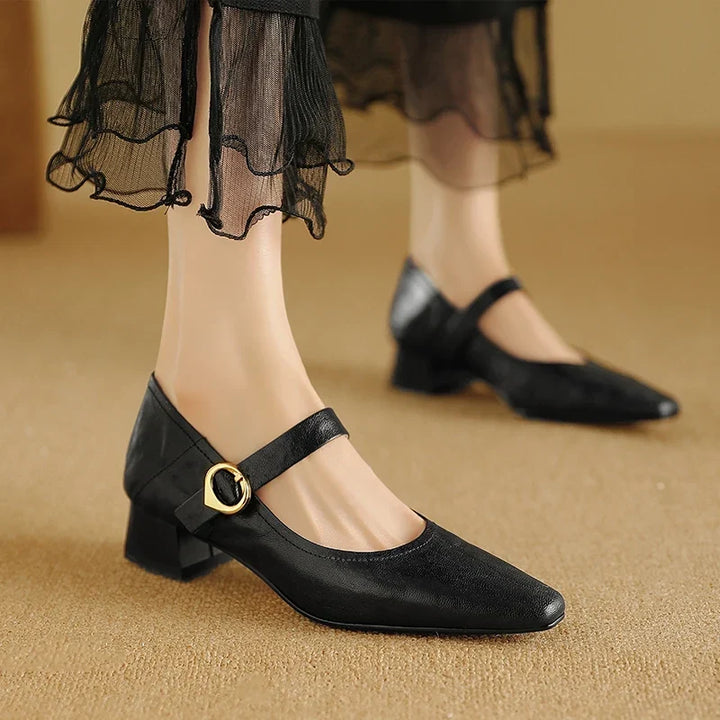 Genuine Leather Heels in Merlot Colour