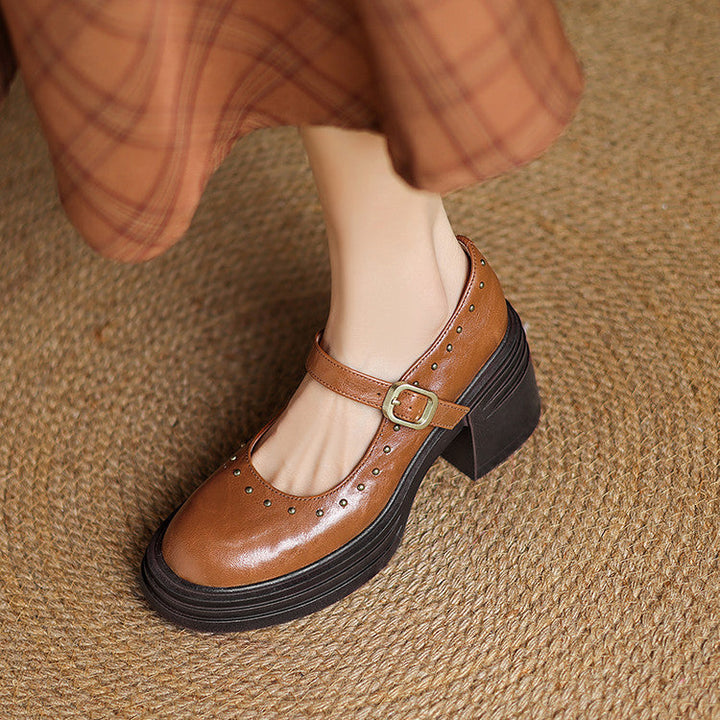 Genuine Leather Heeled Reva