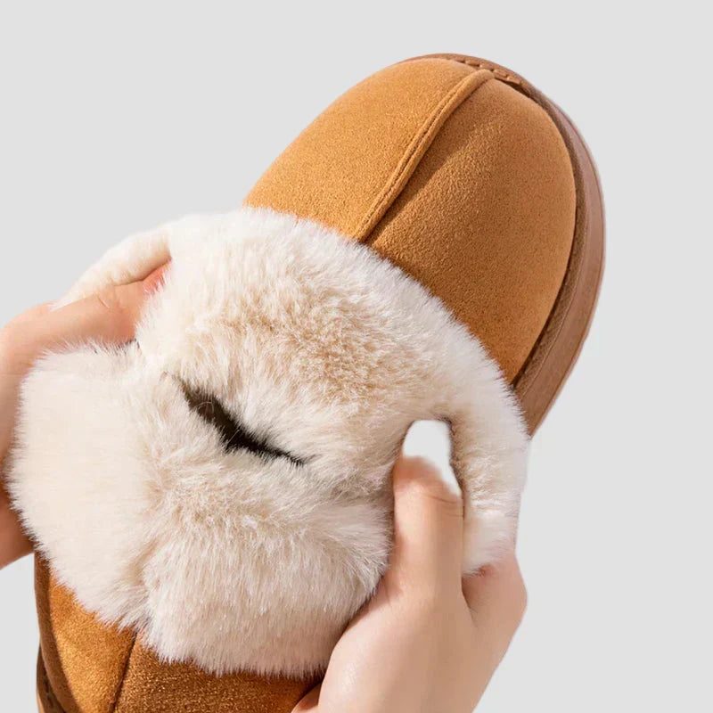 Georgia - Comfortable Home Slippers with Fur Collar