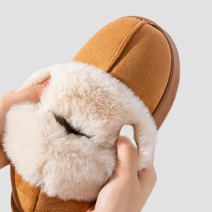 Georgia - Comfortable Home Slippers with Fur Collar