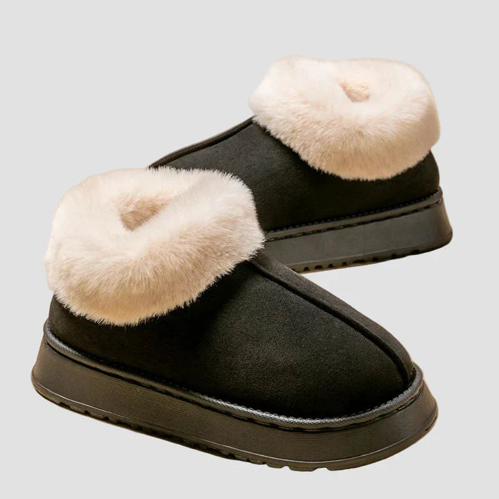 Georgia - Comfortable Home Slippers with Fur Collar