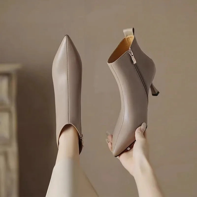 Shiny Ankle Boots with Cat Design