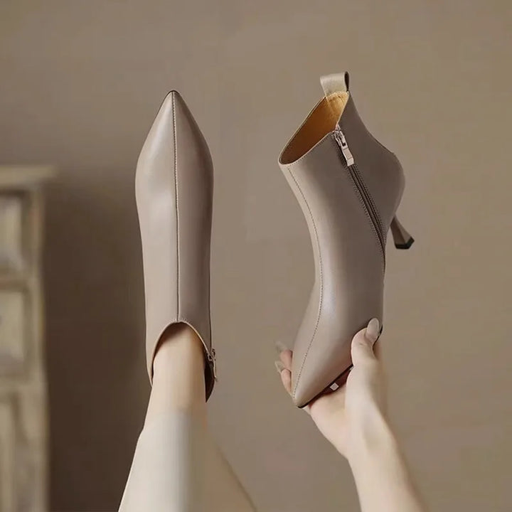 Shiny Ankle Boots with Cat Design