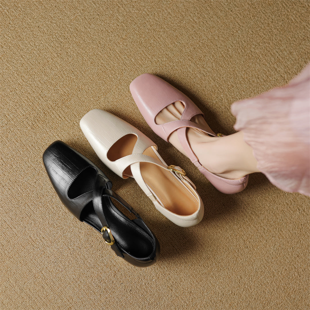 Cavra Genuine Leather Cross-Strap Heels