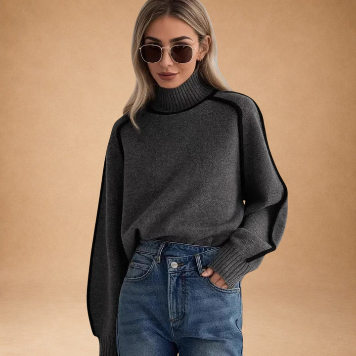 Vasiliki - Elegant Plain Sweater with High Neck