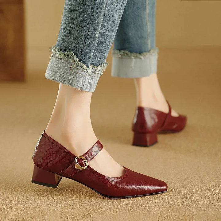 Genuine Leather Heels in Merlot Colour