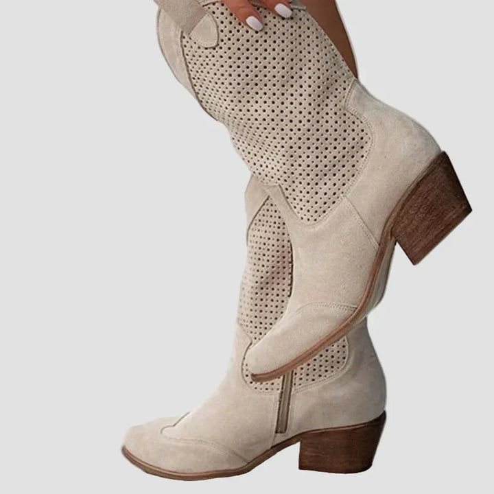 Xenia - Modern Cowboy Boots in Denim with Side Zip