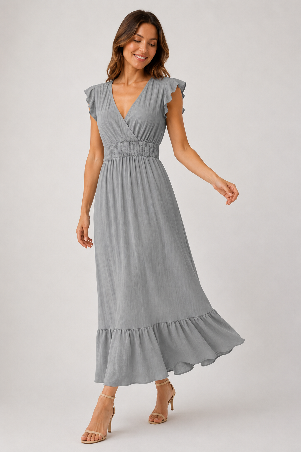 Lea | Ruffled Sleeve Summer Maxi Dress