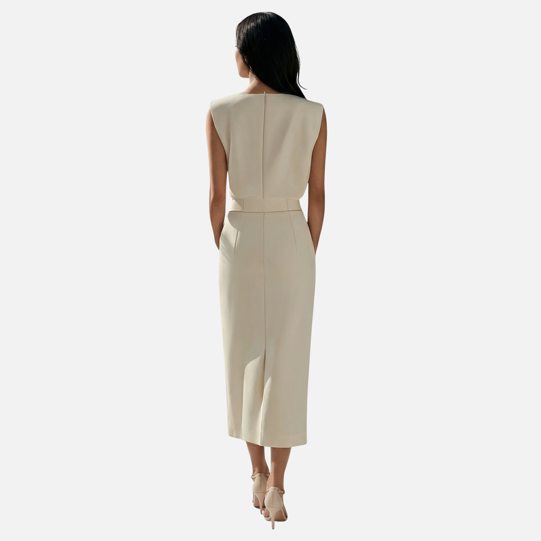Teodora | Sleeveless Midi Dress Featuring Side Buttons