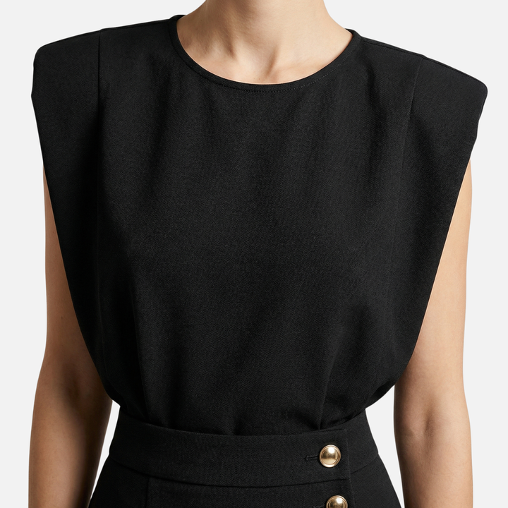 Teodora | Sleeveless Midi Dress Featuring Side Buttons