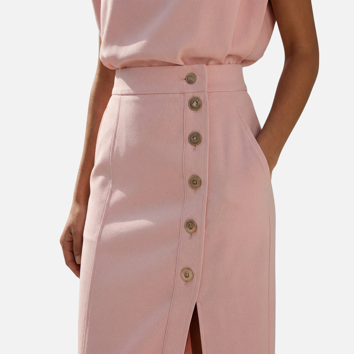 Teodora | Sleeveless Midi Dress Featuring Side Buttons