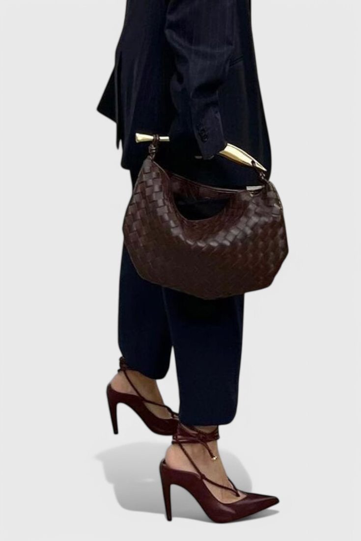 Gerda Bolso Woven Bag with Gold Handle